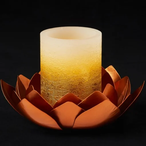 Alison At Home 2 Flameless Led Candles With Lotus Bloom Holders