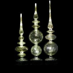 Alison At Home Illuminated Glass Finials With Timers 3-Piece Set