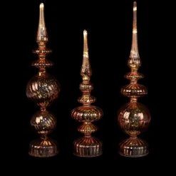 Alison At Home Illuminated Glass Finials With Timers 3-Piece Set
