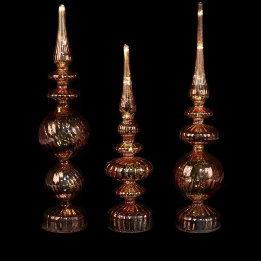Alison At Home Illuminated Glass Finials With Timers 3-Piece Set