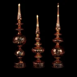 Alison At Home Illuminated Glass Finials With Timers 3-Piece Set