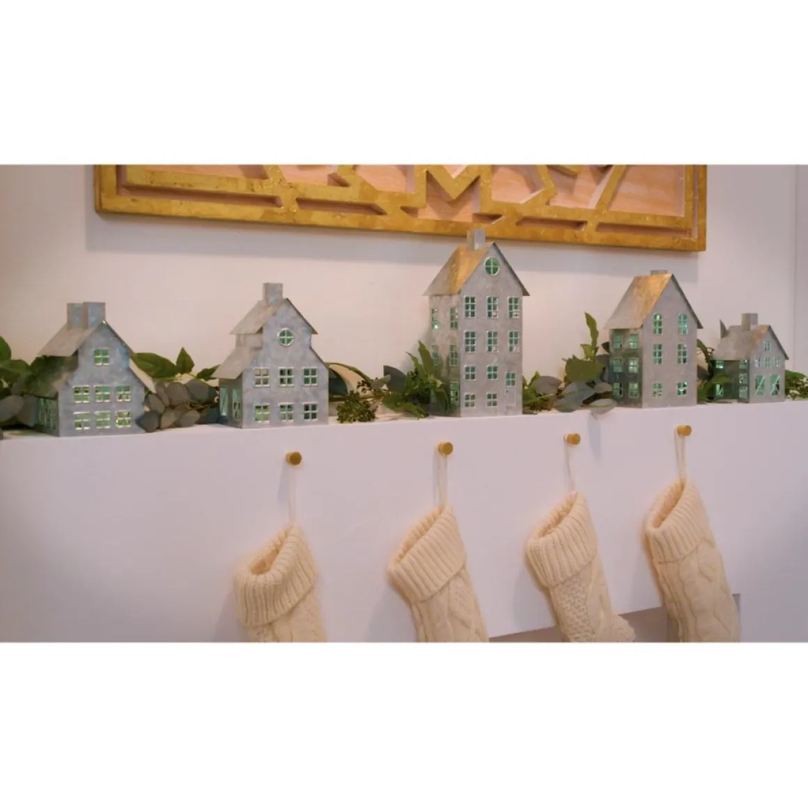 As Is Emryn House 5Pc Farmhouse Village Set With String Lights