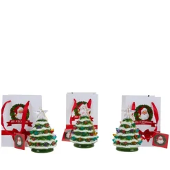 As Is Mr. Christmas Set Of 3 Mini Snow-Tipped Nostalgic Trees With Timer