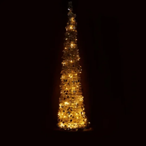 As Is Winter Lane 6' Illuminated Slim Tinsel Pop-Up Christmas Tree