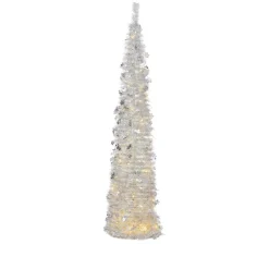 As Is Winter Lane 6' Illuminated Slim Tinsel Pop-Up Christmas Tree
