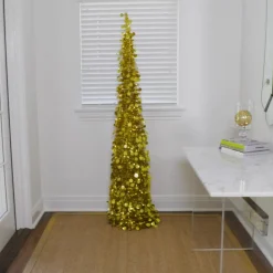 As Is Winter Lane 6' Illuminated Slim Tinsel Pop-Up Christmas Tree