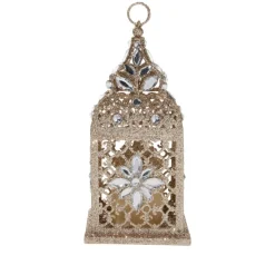 August & Leo 9.75" Jeweled Ornate Lantern With Candle