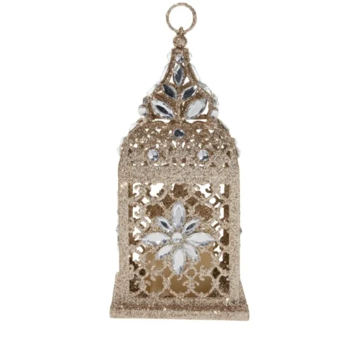 August & Leo 9.75" Jeweled Ornate Lantern With Candle