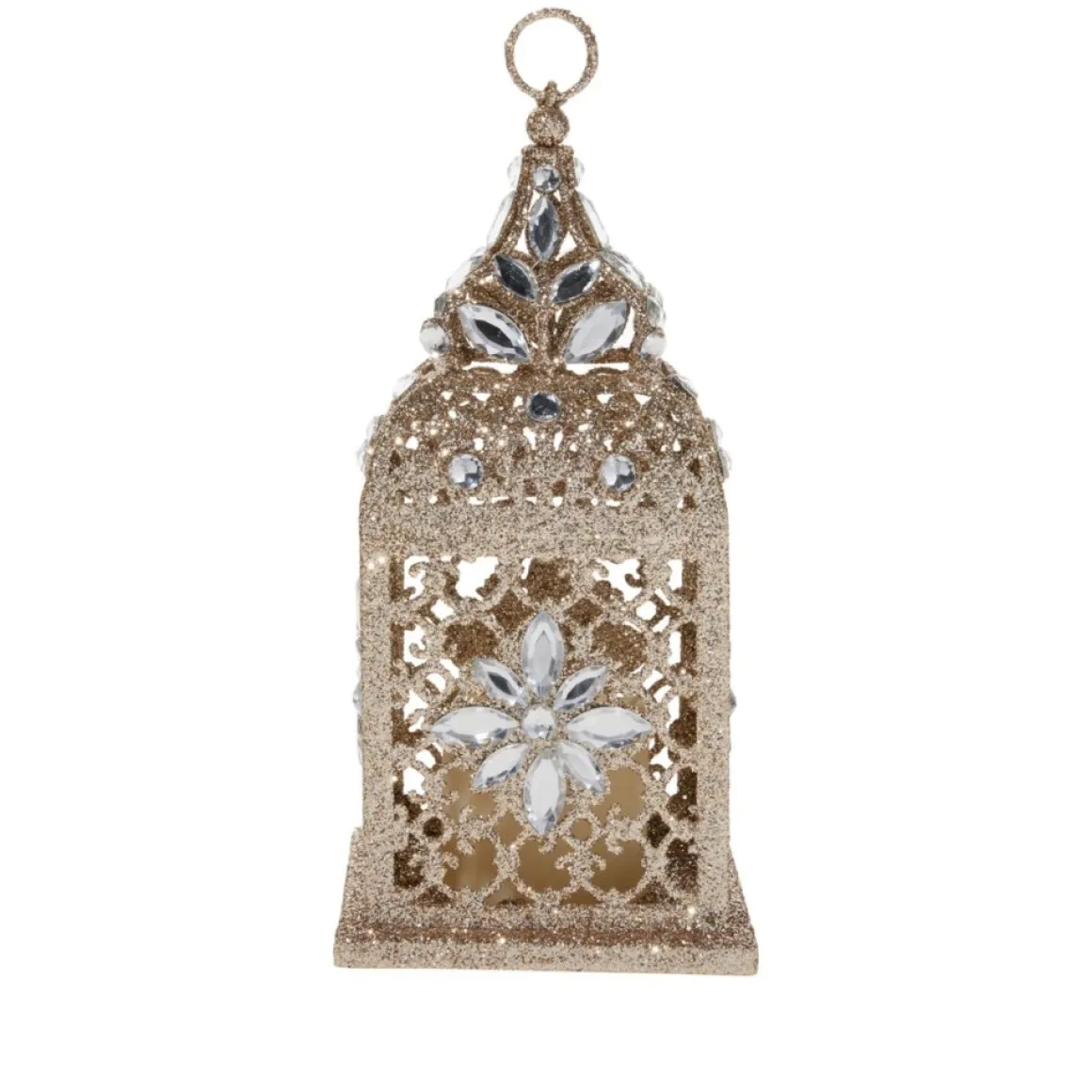 August & Leo 9.75" Jeweled Ornate Lantern With Candle
