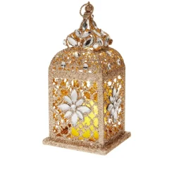 August & Leo 9.75" Jeweled Ornate Lantern With Candle