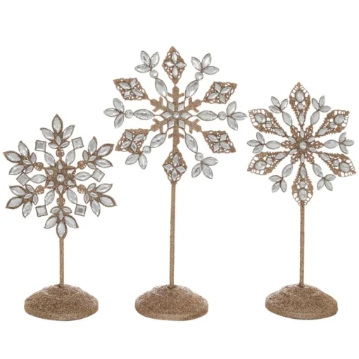 August & Leo Crystal Snowflake Stand - Set Of 3
