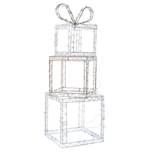 August & Leo Faux Jeweled Led Metal Gift Boxes With Stakes