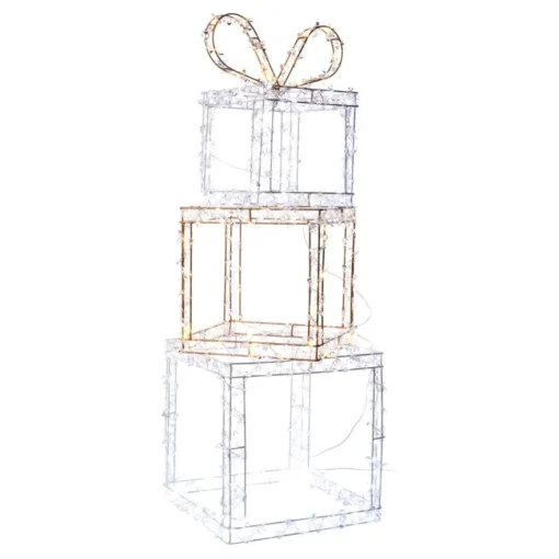 August & Leo Faux Jeweled Led Metal Gift Boxes With Stakes