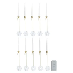August & Leo 10-Piece Jeweled Snowflake Tree Taper Candles W/ Remote