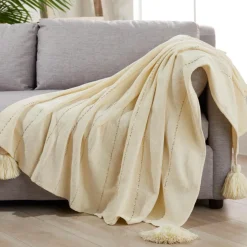 August & Leo Sequin Stripe Throw With Tassels