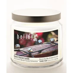 Courtside Maraket Believe Wax Candle In Glass Jar With Silver Lid