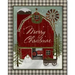 Courtside Market Barn Christmas Farm Canvas Wall Art