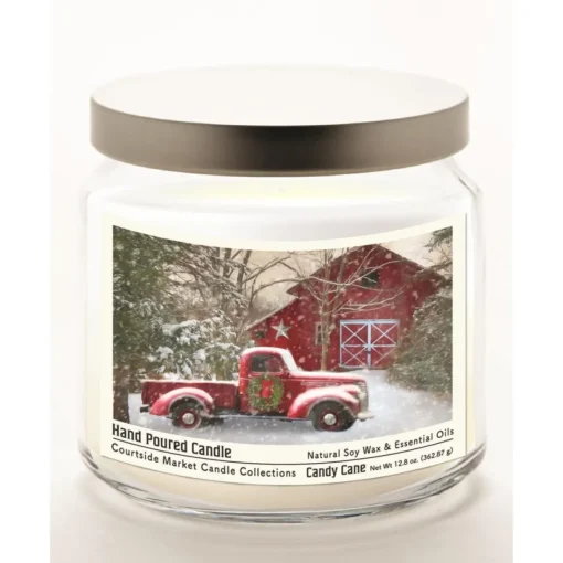 Courtside Market Barn Infused Wax Candle In Glass Jar With Silver Lid