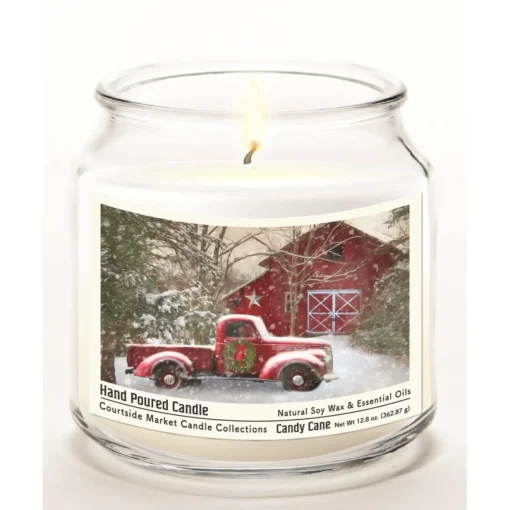 Courtside Market Barn Infused Wax Candle In Glass Jar With Silver Lid