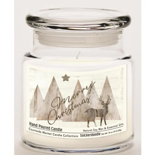 Courtside Market Candle W/ Essential Oils + Lid - Merry Christmas Deer