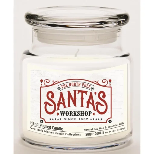 Courtside Market Candle With Essential Oils + Lid - Santa's Workshop