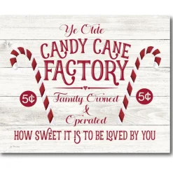 Courtside Market Candy Cane Factory 10.5" X 14" Wood Art