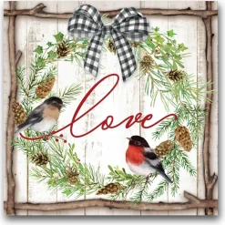 Courtside Market Canvas Wall Art - Love Pinecone Wreath, 16" X 16"
