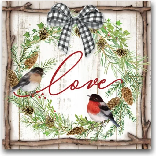 Courtside Market Canvas Wall Art - Love Pinecone Wreath, 16" X 16"