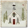 Courtside Market Canvas Wall Art - Snow Barn, 16" X 16"