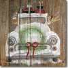 Courtside Market Christmas Truck 14" X 14" Wood Art