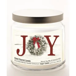 Courtside Market Christmas Joy Candle Glass Jar With Silver Lid