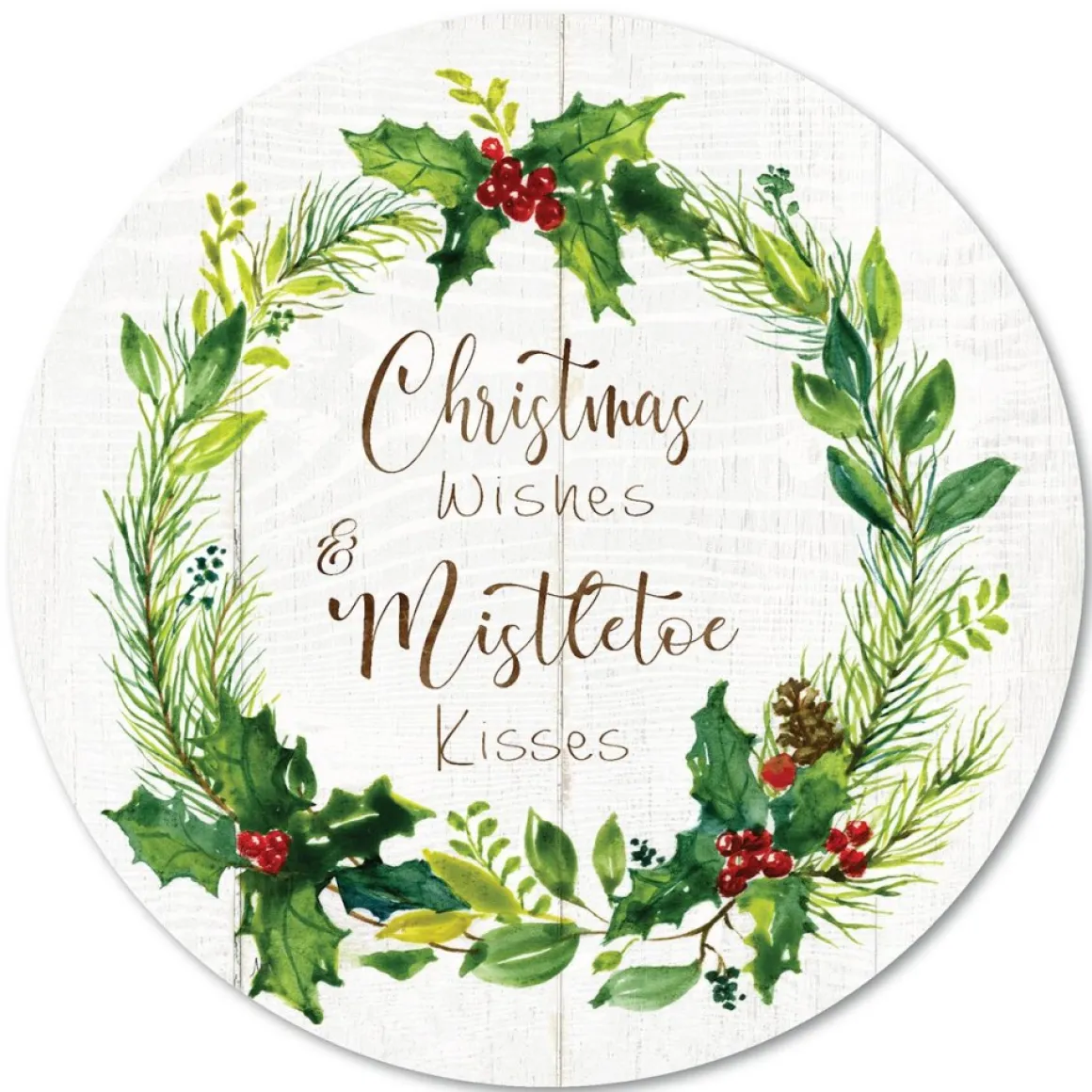 Courtside Market Christmas Wishes Wreath 12X12 Circular Wood Decor