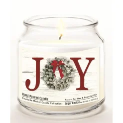 Courtside Market Christmas Joy Candle Glass Jar With Silver Lid