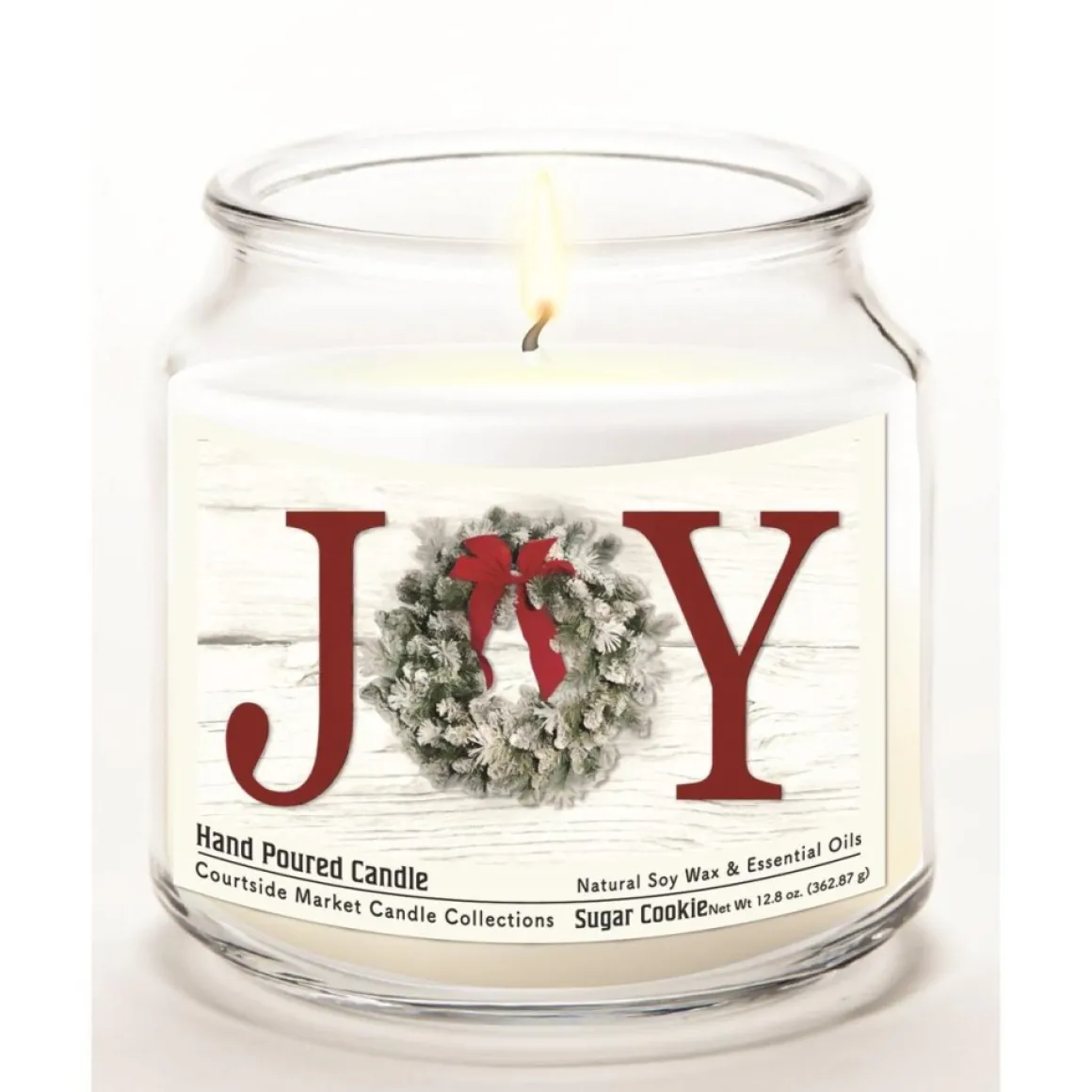Courtside Market Christmas Joy Candle Glass Jar With Silver Lid