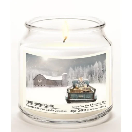 Courtside Market Christmas Pick-Up Truck Wax Candle With Silver Lid