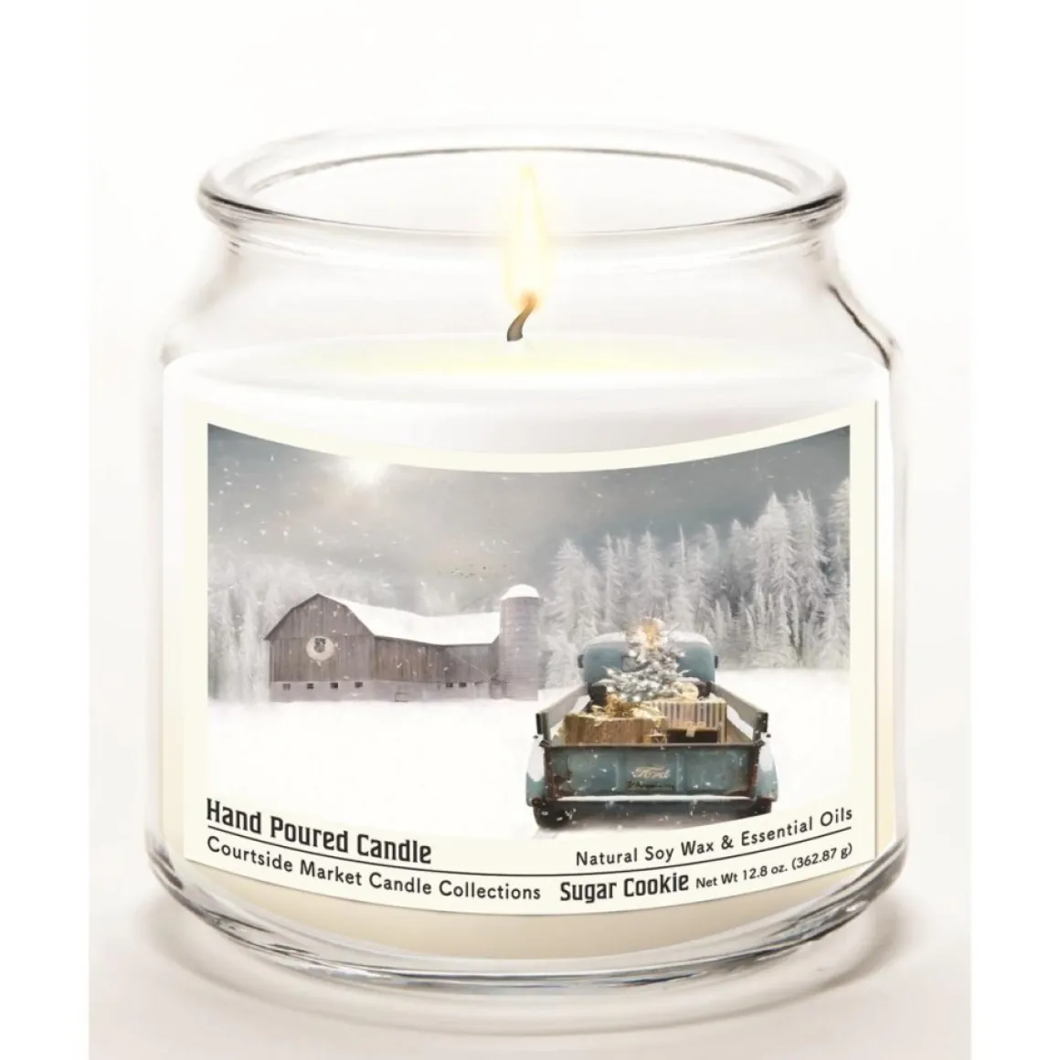 Courtside Market Christmas Pick-Up Truck Wax Candle With Silver Lid