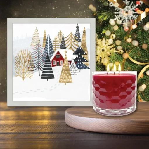 Courtside Market Christmas Chalet Artboard & 13.5 Oz. 3-Wick Candle