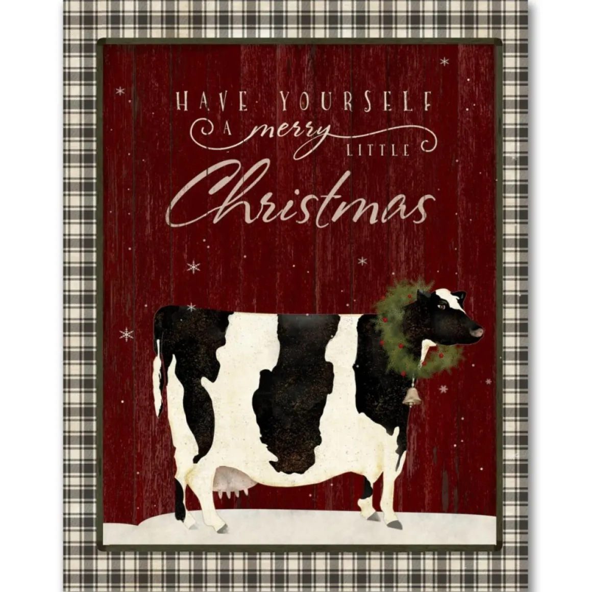 Courtside Market Cow Christmas Farm Canvas Wall Art