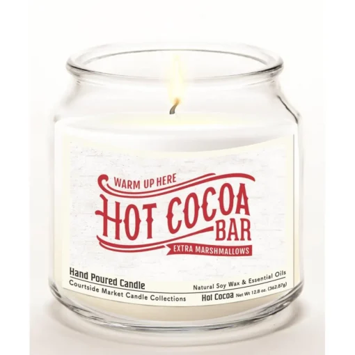 Courtside Market Hot Cocoa Bar Wax Candle In Glass Jar With Silver Lid
