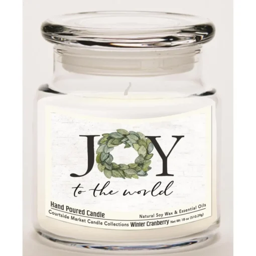 Courtside Market Joy To The World Soy Wax Candle In Glass Jar With Lid