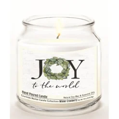 Courtside Market Joy To The World Soy Wax Candle In Glass Jar With Lid