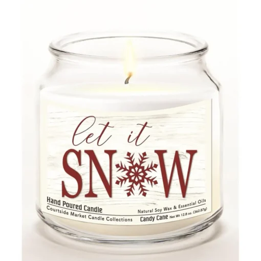 Courtside Market Let It Snow Candle Glass Jar With Brushed Silver Lid