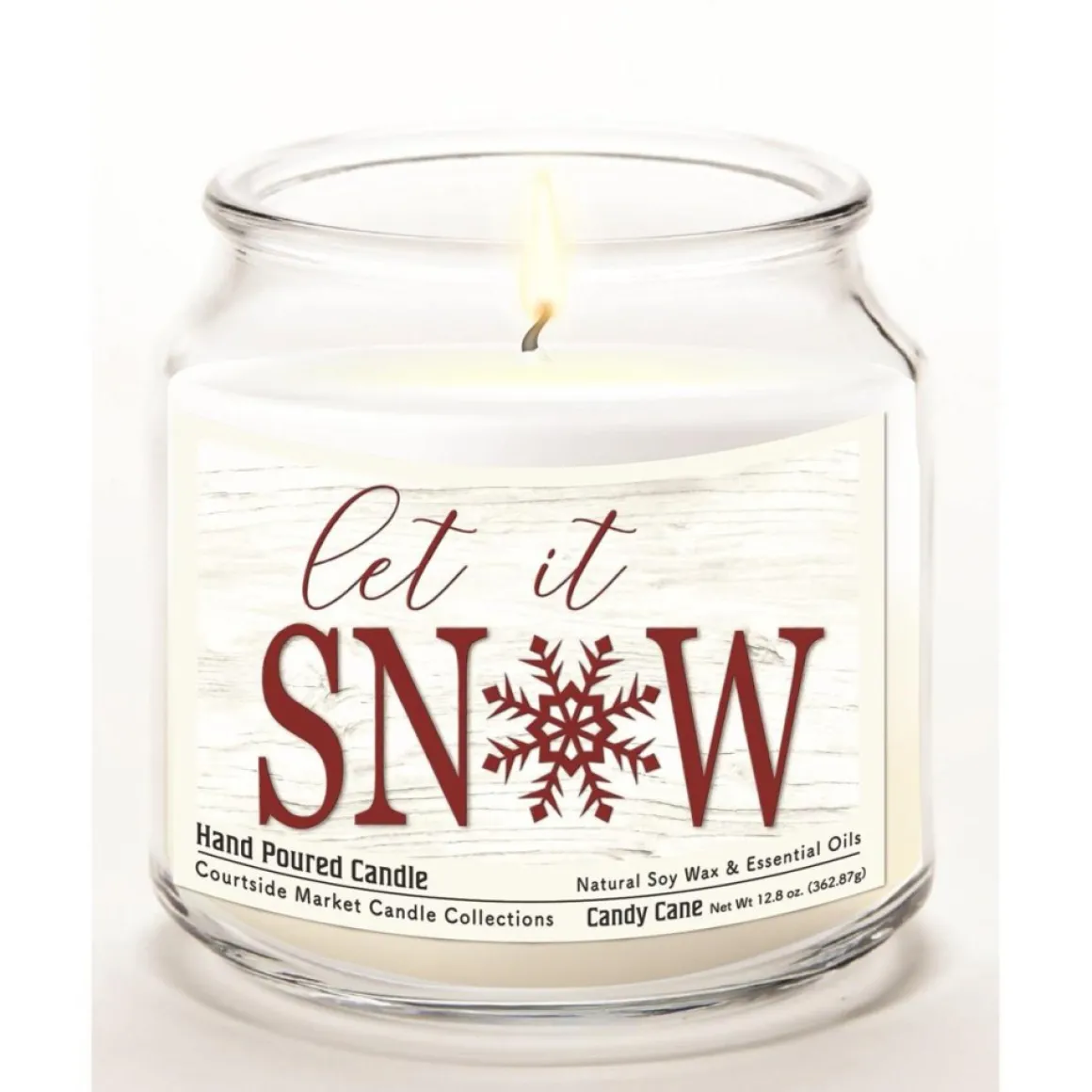 Courtside Market Let It Snow Candle Glass Jar With Brushed Silver Lid