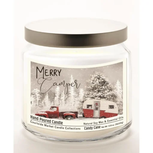 Courtside Market Merry Camper Infused Soy Candle In Glass Jar With Lid