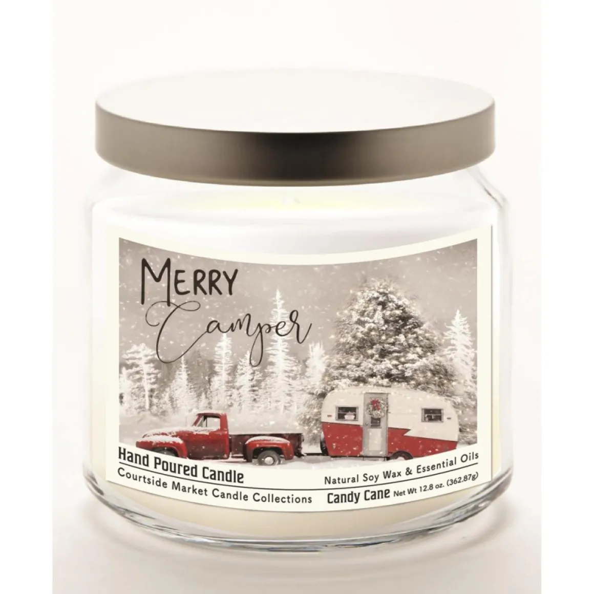 Courtside Market Merry Camper Infused Soy Candle In Glass Jar With Lid