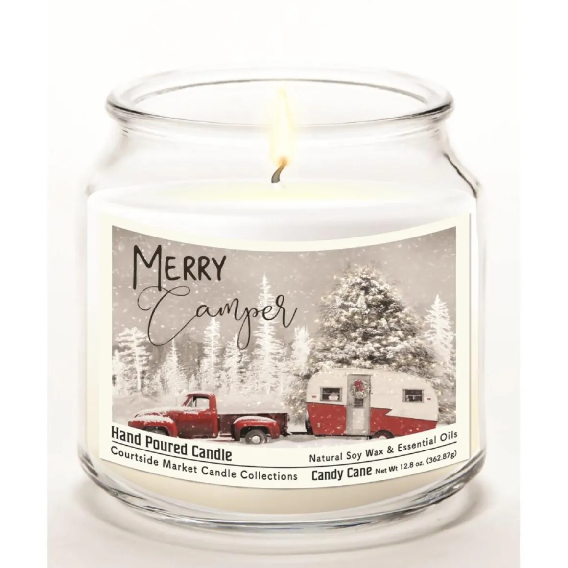 Courtside Market Merry Camper Infused Soy Candle In Glass Jar With Lid