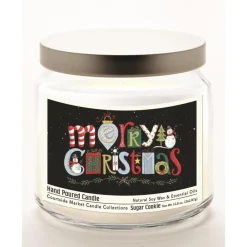 Courtside Market Merry Christmas Infused Wax Candle With Silver Lid