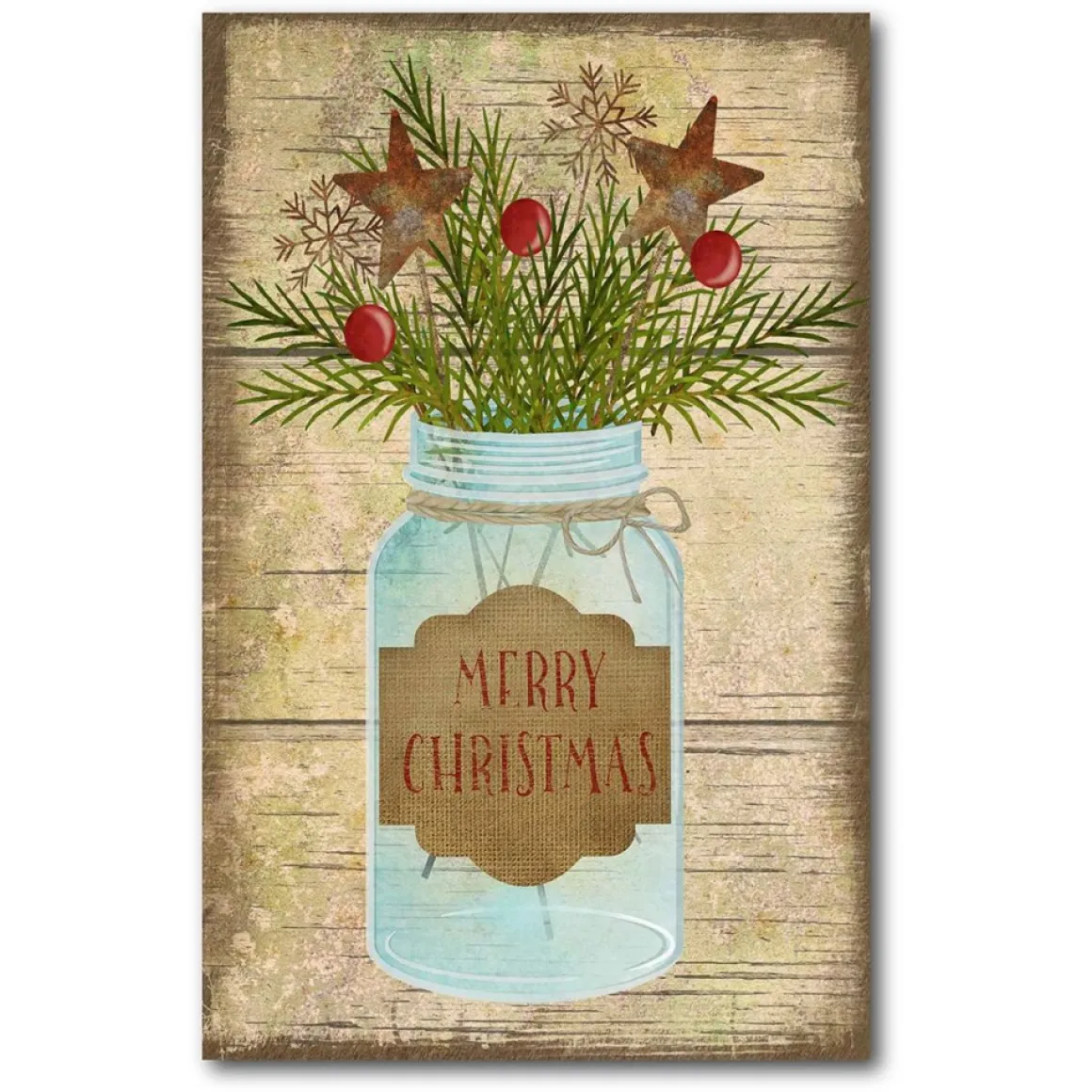 Courtside Market Merry Christmas Jar 12" X 18" Wood Art