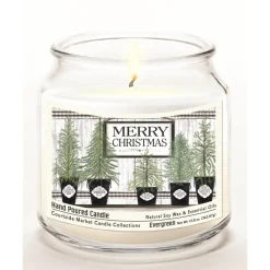 Courtside Market Merry Christmas Wax Candle With Brushed Silver Lid