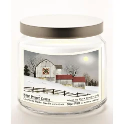 Courtside Market Quilted Barn Candle Glass Jar With Silver Lid